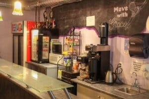 Well equipped snack bar with coffee, tea, cold drinks and snacks
