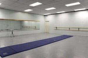 Well equipped studio with sprung floors, bars and mirrors